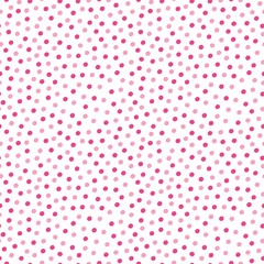 Dense hand drawn pink confetti polka dot design. Seamless vector pattern on white background. Great for wellness, beauty, baby, children, home decor, fabric, blender texture, packaging © Gaianami  Design