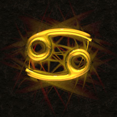 Astrology symbol in ancient glass with refraction of light - CANCER