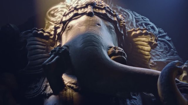 Hindu elephant-headed god Ganesha sculpture close up. Series.