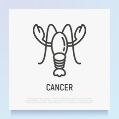 Cancer thin line icon. Modern vector illustration of astrological sign for horoscope.