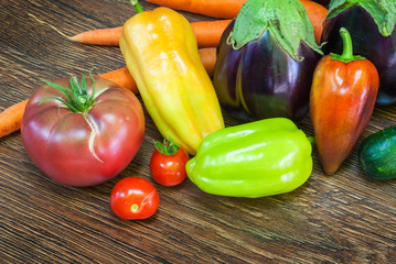 Raw vegetables and fruits background