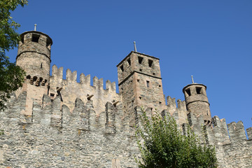 The fortified walls of the castle of fenis in aosta valley - italy