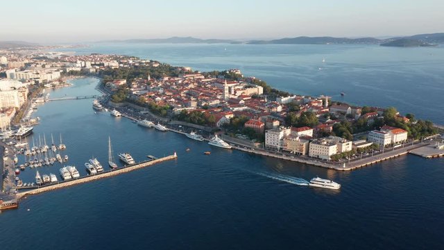 Drone footage Aerial view of Zadar marina Croatia