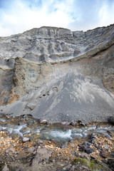 Landmannalaugar beautiful scenic nature landscape. Various volcanic minerals, creek and lava formations. Colorful mountains in Iceland