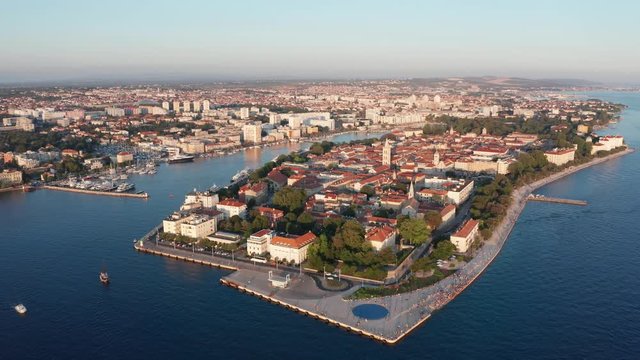 Drone footage Aerial view of Zadar marina Croatia