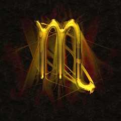 Astrology symbol in ancient glass with refraction of light - SCORPIO