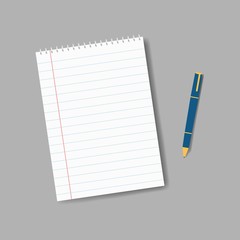 Notebook and pencil icon with long shadow.
