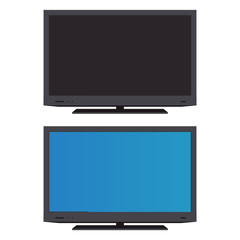 Realistic tv off / on. With blue and black screen