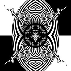 Black and white abstract striped background. Pattern with optical illusion. 3d surreal vector illustration..