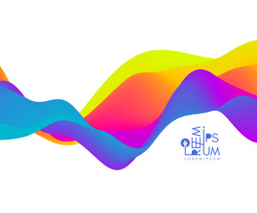 Abstract wavy background with modern gradient colors. Trendy liquid design. Motion sound wave. Vector illustration for banners, flyers and presentation.