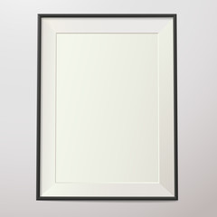 Realistic frame on a gray wall with shadow