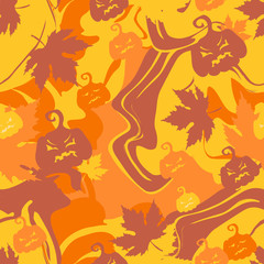 Halloween vector seamless abstract patern with maple leaves