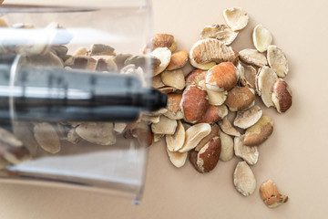 Nigerian ogbono seed in grinder to prepare traditional nigerian soup