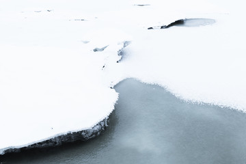 Coastal ice on Baltic Sea coast in winter