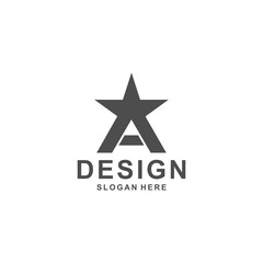 letter a logo template, design vector star