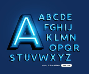 Retro Bold Neon Tube Lettering Vector