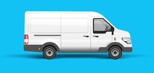 A white van for logistics. Branding and identity vector illustration. © James Thew