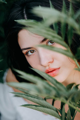 Naklejka premium Young girl in harmony in the summer nature