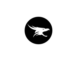 Head dragon flat color logo template vector illustration