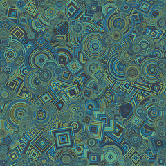 Abstract Generative Art color distributed  circles and Sqares background illustration