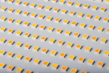 Led panel light, close up view, selective focus. Array of small diodes. Lighting equipment.
