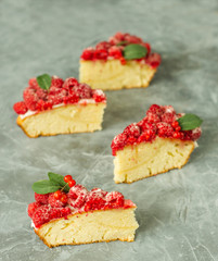 raspberry pie slices in a row vertically