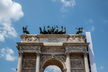Fototapeta na wymiar Arc of Peace in Milan, Italy