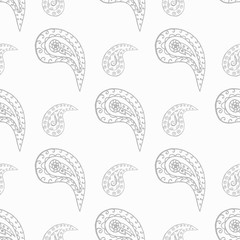 paisley seamless pattern, hand drawn indian cucumber, sketch