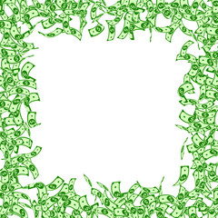 American dollar notes falling. Small USD bills on 