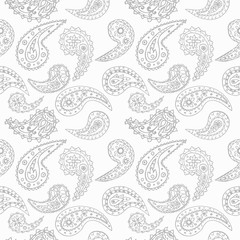 paisley seamless pattern, hand drawn indian cucumber, sketch