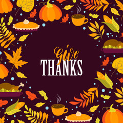 Thanksgiving day decorative frame Give Thanks background