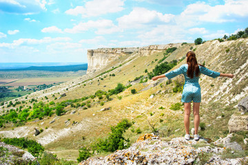 Freedom. Young attractive girl.