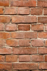 The wall made of red bricks 