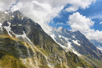 Alps mountain range view from Punta Helbronner Skyway, Aosta Valley, Italy