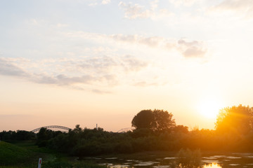 Oude Waal evening sunset in Gelderland