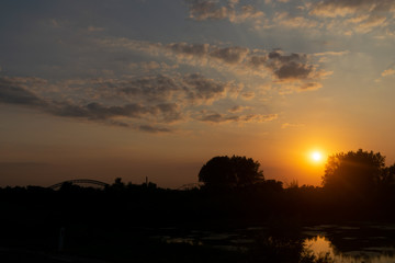 Oude Waal evening sunset in Gelderland