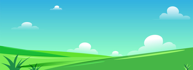 Beautiful green nature landscape view background for used as header or banner design.