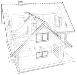 Sketch line at home. Vector illustration. Illustration created of 3d.
