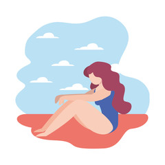 woman summer time vacations design