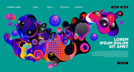 Modern Colorful Landing page Abstract Fluid Background Template. Wave Liquid shape in colorful Website background in Eps 10. 