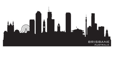 Brisbane Australia city skyline vector silhouette - obrazy, fototapety, plakaty