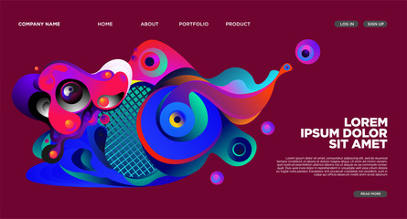 Modern Colorful Landing page Abstract Fluid Background Template. Wave Liquid shape in colorful Website background in Eps 10. 