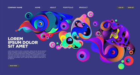 Modern Colorful Landing page Abstract Fluid Background Template. Wave Liquid shape in colorful Website background in Eps 10. 