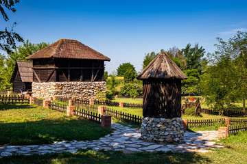 Old rustic wooden house in village Moravski Konaci near the Velika Plana in Serbia