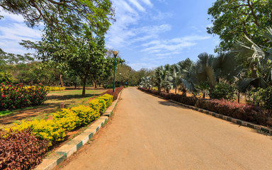 Fototapeta na wymiar Beautiful view of Lal Bagh Botanical Garden, one of the tourist attractions in Bangalore, Bengaluru, Karnataka, India