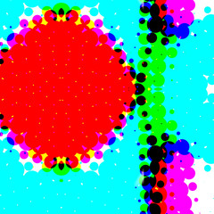 Glowing abstract halftone background.