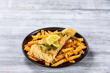 Fish dish - fried fish fillet french fries