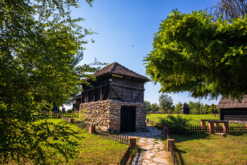 Old rustic wooden house in village Moravski Konaci near the Velika Plana in Serbia