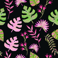 Vector illustration monstera of a seamless floral pattern in spring for Wedding, anniversary, birthday and party. Design for banner, poster, card, invitation and scrapbook