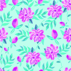 Vector illustration of a seamless floral pattern in spring for Wedding, anniversary, birthday and party. Design for banner, poster, card, invitation and scrapbook colores vibrantes